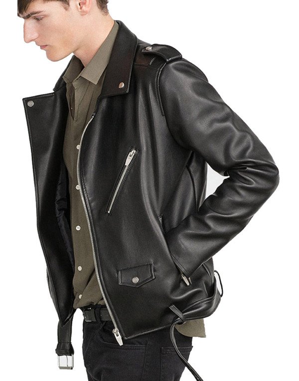 HugMe.fashion Leather Jacket Slim Biker Motorcycle jacket in coat collar JK84